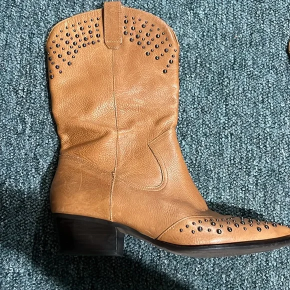 BOTKIER Women's Tammy Studded Western Boots 9.5 cognac tan line dance shoes - Picture 3 of 15
